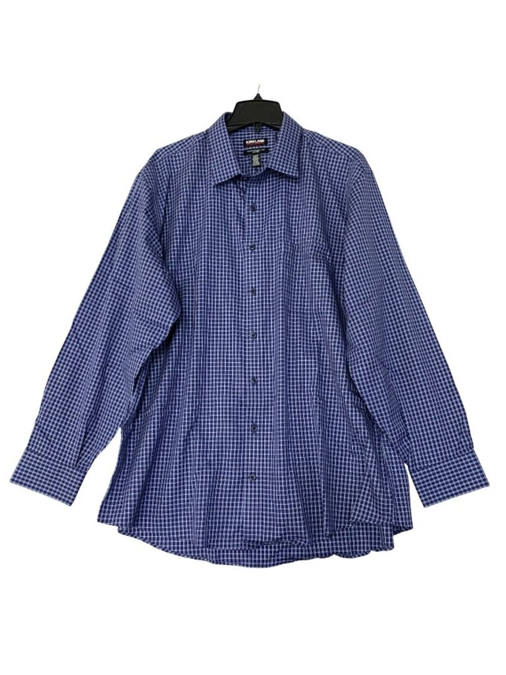 NWOT Kirkland Signature Men's 18-34 Traditional Fit  Blue Check Dress Shirt